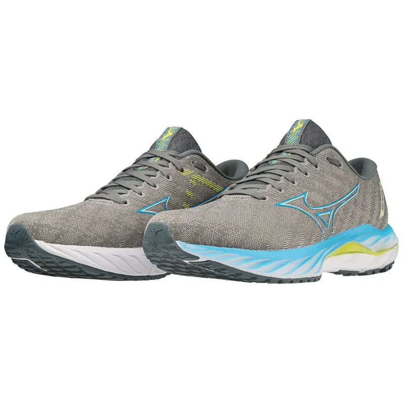 Mizuno Men's Wave Inspire 19 Gray/Blue/Neon-2
